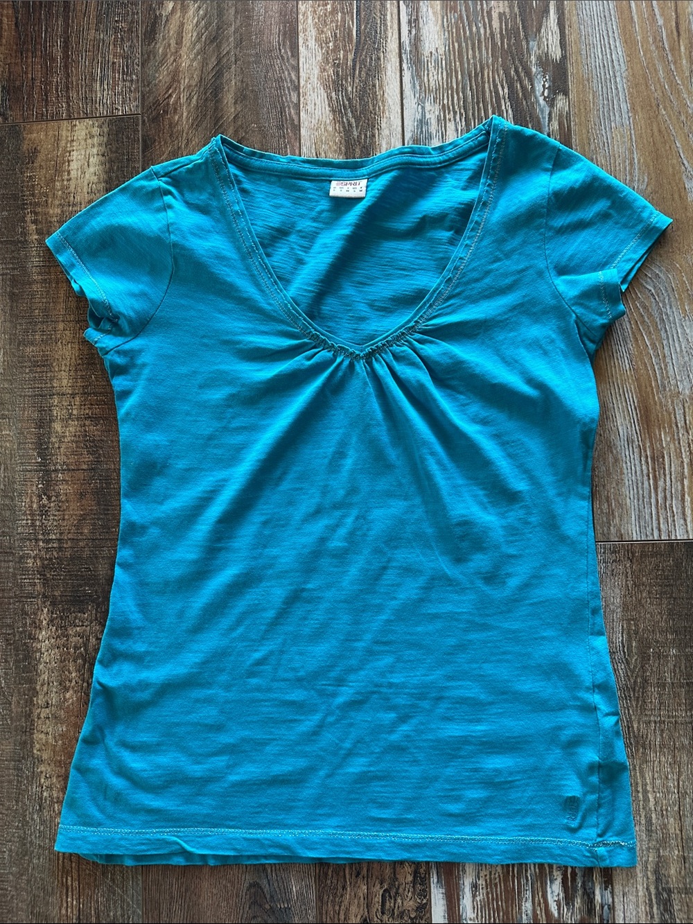 Esprit Teal V-Neck Short Sleeve Tee